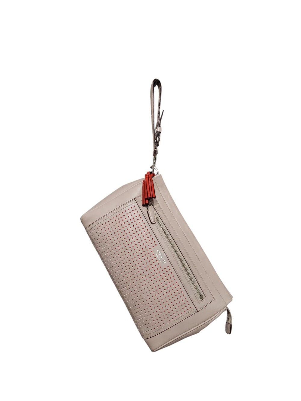 Coach Bleeker Perforated Leather Zip Tassel Clutch Wristlet Gently Loved